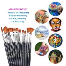 12conjunto de pincéis profissionais de acrílico, pincel redondo, ponta redonda, acrílico e de nylon para pintura a óleo de aquarela acrílica - Image 3