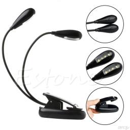 Flexível 2 braços duplos clip on 8led luz para leitura livro acampamento caminhadas lâmpada 4xfd - Image 2