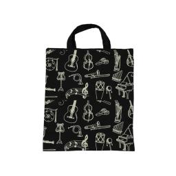 Bolsa de Mão Portátil de Algodão e Linho com Partitura Musical, Bolsa de Compras com Elementos Musicais, Padrão de Teclado, Instrumentos Musicais, Bolsa de Música - Image 4