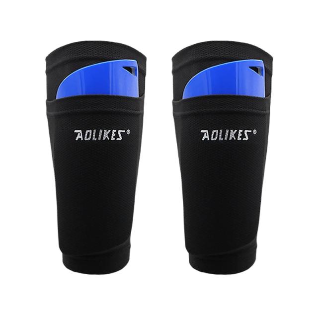 Suporte de Joelho e Caneleiras para Futebol com Bolso e Manga de Perna para Adultos