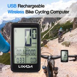 Lixada-Bicicleta sem fio Ciclismo Computador, USB recarregável, velocímetro bicicleta, odômetro, cronômetro, relógio velocímetro, LED Digital Rate - Image 1