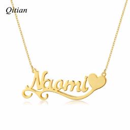 Colar com nome personalizado com símbolo de coração, colar cursivo com placa de identificação de aço inoxidável, presente artesanal para mulheres, gargantilha - Image 3