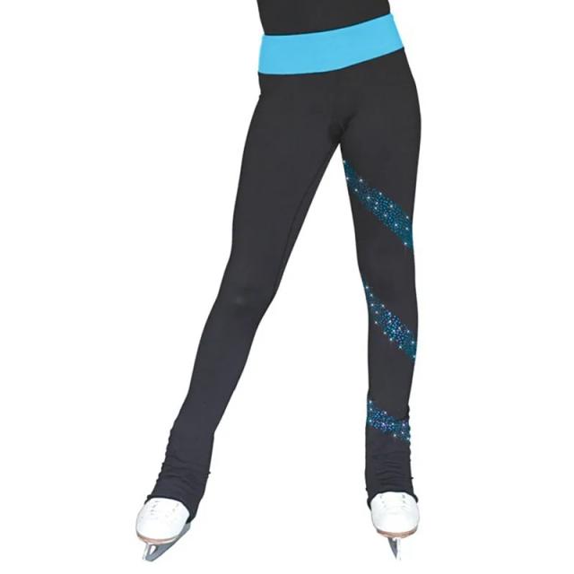 Calças de Patinação no Gelo Personalizadas para Adultos e Crianças com Strass Brilhante para Competição