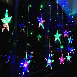 Cortinas com luzes de led para decoração, 2.5m, 138, estrelas, luz de fadas, natal, guirlanda ue, 220v, para casamento, casa, festa, aniversário, decoração - Image 4