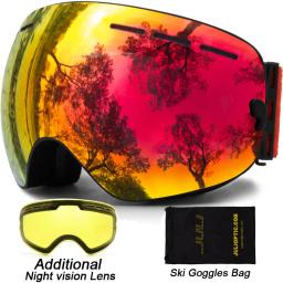 Óculos de esqui, lente dupla, óculos de snowboard, antiembaçante, proteção uv, unissex, snowmobile, patinação com visão noturna, lente de esqui - Image 1