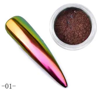 Descubra a Arte de Unhas Camaleão Aurora 0.2: Pó para Espelho Mágico com Glitter e Pigmento Cromado para Decoração DIY.