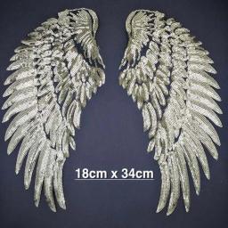 Apliques bordados com asas e lantejoulas para vestuário, apliques, apliques, crachás em tecido, diy, bu42, 1 pares - Image 2