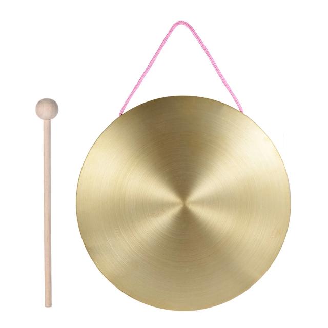 Conjunto de Pratos de Bronze e Cobre para Gong com Martelo - Diâmetros de 15cm, 22cm e 30cm para Música de Capela e Ópera