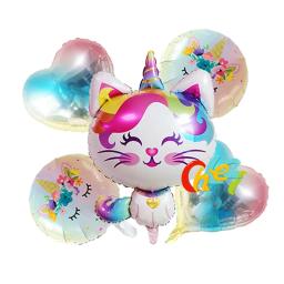 Balões metalizados de unicórnio e gato, 6 peças, decoração de festa, aniversário, casamento, cor gradiente, 32 polegadas - Image 4