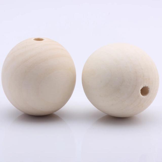 Contas de Madeira Naturais para Crianças - Brinquedos, Joias e Artesanato DIY em Vários Diâmetros de 6mm a 48mm