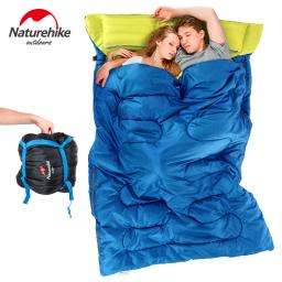 Naturehike-saco de dormir duplo com travesseiro, acampamento ao ar livre, portátil, Envelope, 2 pessoas, algodão, primavera, outono - Image 2