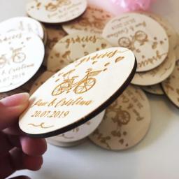 Ímã romântico de madeira para festa de casamento, lembrança personalizada, conjunto de presente para convidados, imã - Image 4
