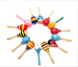 1 pçs madeira maraca chocalhos de madeira crianças festa musical favor criança bebê abanador brinquedo quente bebê chocalhos celulares venda quente - Image 3