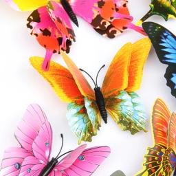 Novo 12 pçs/set 3d dupla camada pteris borboleta adesivos de parede decoração para casa borboletas coloridas na parede ímã decalques geladeira - Image 4