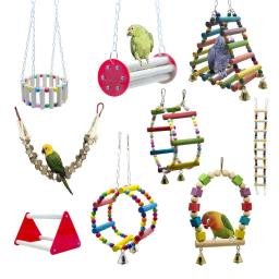 Conjunto de brinquedos de pássaros suspensos para pequeno papagaio, balanço, mastigação, treinamento, rede, sino, poleiro, escada, suprimentos para animais, 1pc - Image 1