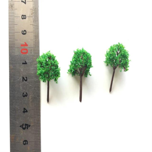 Arquitetura Miniatura em Escala 1:1000 com 100 Peças de Árvores Verdes para Layout de Trem HO