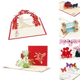 Cartões de convite pop-up 3d, cartões de convite para aniversário do casamento, presente de aniversário com envelope, corte a laser, cartão postal - Image 3