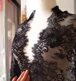 Tela de nylon macia do laço da pestana, DIY decorativo, material do vestido de casamento, branco, preto, guarnição, 3m pelo lote, 63cm - Image 1