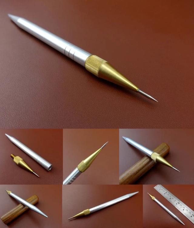 Conjunto Completo de Ferramentas para Gravação em Couro: Caneta de Marcação, Awl, Faca de Estampagem e Cortador com Ponta Fina