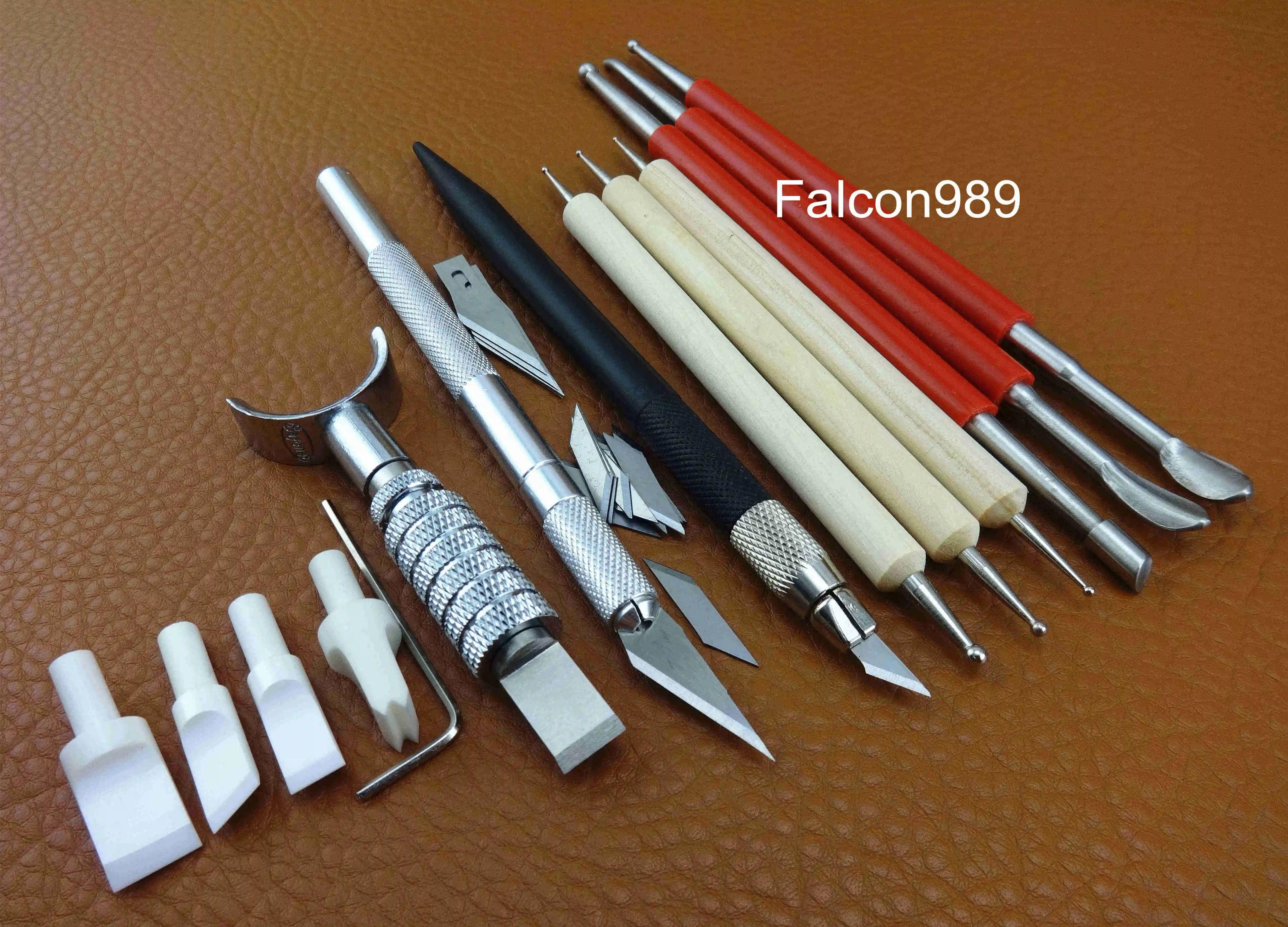 Kit de ferramentas de desenho, 9 peças, artesanato de couro, nano cerâmica, lâmina, cortador, gravação, estilete, cinzel de estampagem, creaser - Image 1