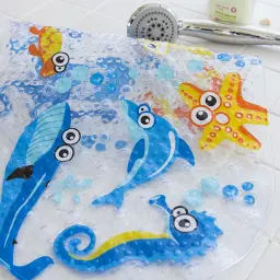 Cute Anti-Slip PVC Bathtub Mats com otário para crianças, Fish Animal Mats, Tapete de banheiro, Tapete de banho de chuveiro, Almofada de massagem macia, 20 cores, novo - Image 4