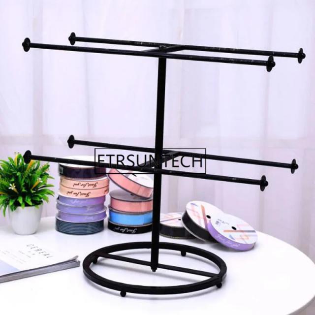 Suporte de Armazenamento de Fitas para Floricultura com 10 Peças - Estante de Exibição e Cabide de Duas Camadas para Buquês