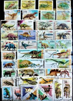 Selos dinossauros pré-históricos para coleta, selos postais, todos diferentes de muitos países, sem repetição, 50pcs por lote - Image 1