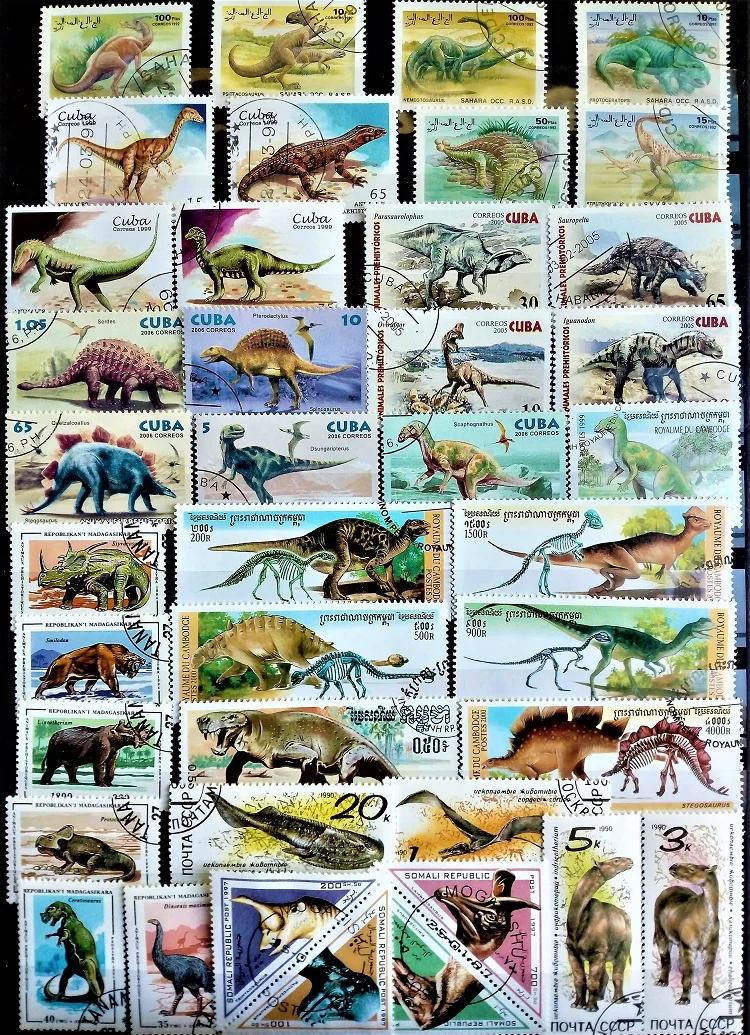 Selos dinossauros pré-históricos para coleta, selos postais, todos diferentes de muitos países, sem repetição, 50pcs por lote - Image 1