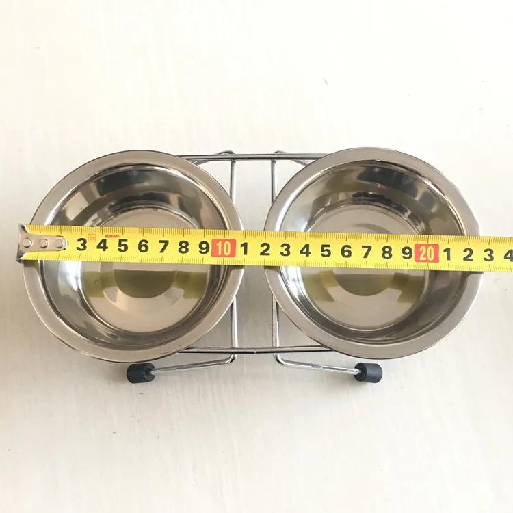 Tigelas duplas de aço inoxidável para pet, Iron Stand, comida e água, alimentador de cães, Cat Supplies - Image 1