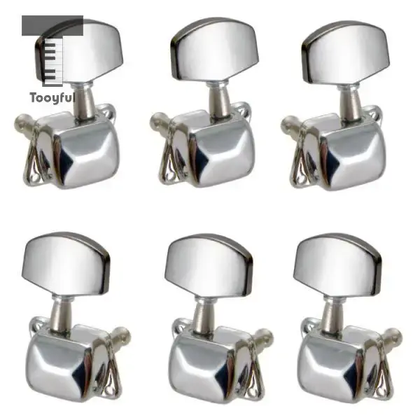 Conjunto Tooytivas de 6 Peças: Corda Bloqueada Cromada, Afinador de Chave e Cabeçotes para Guitarra Elétrica e Acústica 3R3L
