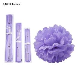 14 peças bolas de papel de pompom borlas, flores de papel, bolas de colmeia, 3 estilos, roxo, azul, decoração de leque de papel para festa de casamento, mesa de eventos - Image 2