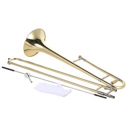 Prata trombone alto trombone latão bb tom b instrumento de vento plano com cupronickel bocal limpeza vara caso - Image 3