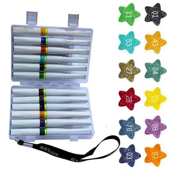Kit Completo de Canetinhas Marcadoras e Canetas Pincel Brilhantes para Desenho - 16 Cores Vibrantes de 16cm