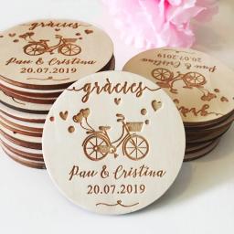Ímã romântico de madeira para festa de casamento, lembrança personalizada, conjunto de presente para convidados, imã - Image 1
