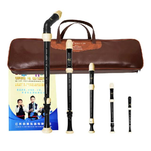Conjunto Completo de Gravadores Plásticos com Bolsa de Couro - Inclui Modelos Soprano Barroco, Soprano, Alto, Tenor e Baixo em Estilo Inglês