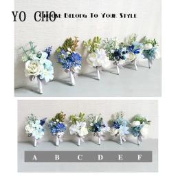 Yo cho pulseira bracelete de rosas azul royal, broche de flores com rosas, broche de mão, festa, casamento, decoração, adereços de fotografia - Image 2