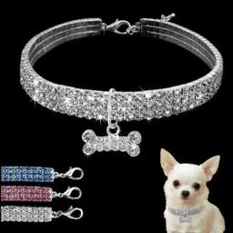 Quente bling strass cão colar colar diamante jóias pingente para cachorro de estimação todas as estações novo bonito - Image 1
