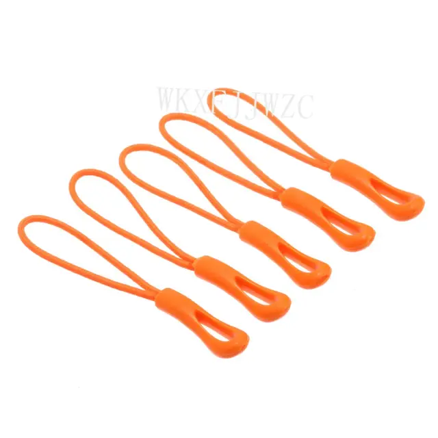 Puxador de Zíper Laranja de Nylon com Cabo Oco e Pinça de Borracha - 20 Peças para Todos os Tipos de Zíper