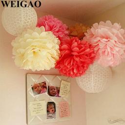 Weigao-papel pom poms, 10/20/30cm, para festa de aniversário, pano de fundo, pompons de papel, flores, decoração do casamento, baby shower, 5pcs - Image 1