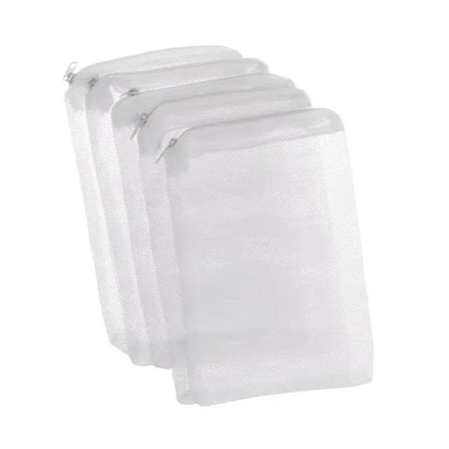 Saco de Filtro de Aquário com Zíper - 5 Peças de Malha para Isolamento de Bio Bola e Armazenamento de Peixes Aquáticos