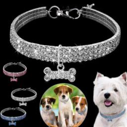 Quente bling strass cão colar colar diamante jóias pingente para cachorro de estimação todas as estações novo bonito - Image 2