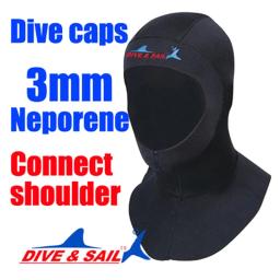 Touca de mergulho de neoprene 3mm, equipamento de mergulho com alça de ombro, chapéu, capa de pescoço, natação, mergulho quente, proteger o cabelo - Image 1