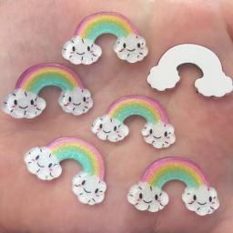 Novo 10 pçs resina adorável colorido glitter sorriso arco-íris parte traseira plana strass apliques diy ornamentos de casamento scrapbook artesanato f621 - Image 4