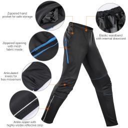 Lixada calças de ciclismo masculinas, calças térmicas de lã à prova d'água e vento, para inverno, para bicicleta, corrida, esportes - Image 3