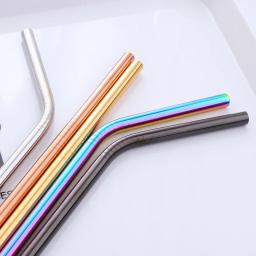 Canudos reutilizáveis para bebidas de metal, 2 peças, aço inoxidável colorido, reto e dobrável + 1 escova para acessórios de bar e festas em casa - Image 3