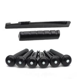 1 conjunto de acessórios para guitarra acústica, 6 cordas de plástico mf, porca de ponte + pino de ponte com pontos de plástico abs - Image 2