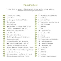 Kit de primeiros socorros vazio com tampa de armazenamento, sobrevivência de emergência, bolsa médica, caminhadas, camping, caça, viagens, saco de ferida, 255pcs - Image 5
