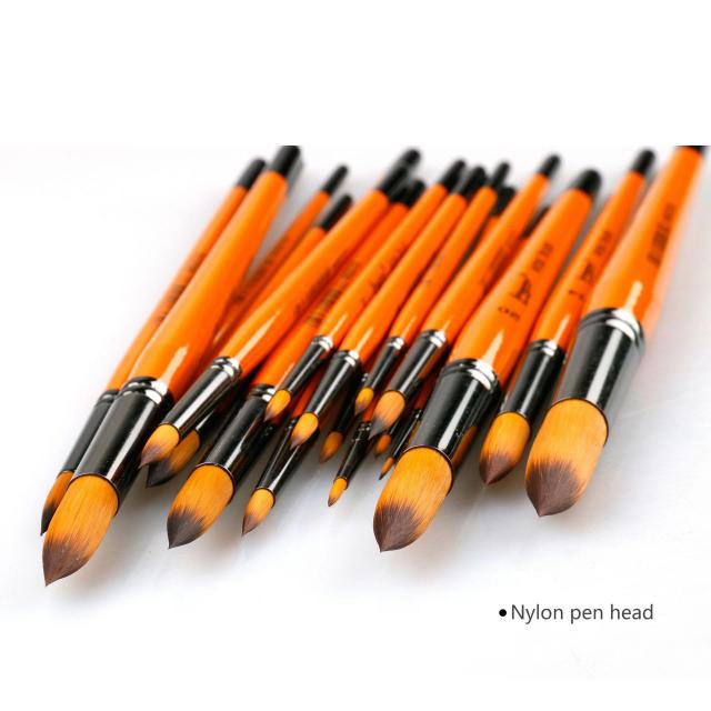 Conjunto Profissional de Pincéis de Nylon Bicolores para Aquarela e Pó - 2 Peças com Cabeça Redonda
