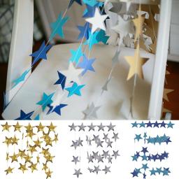 4m brilhante ouro prata guirlanda de papel estrela string banners banner de casamento para o partido casa pendurado na parede decoração do chuveiro de bebê favores - Image 4