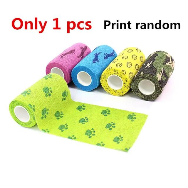 Bandagem Elástica Adesiva À Prova D'Água para Cães e Gatos - Fita Esportiva Multifuncional para Animais de Estimação - 1 Peça